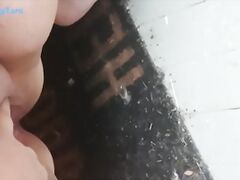 Peeing on the Front Step in Broad Daylight! Sneaky Naked FAT Public Piss