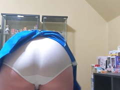 Schoolgirl Cosplay skirt lift white panties