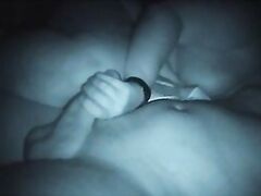 BBW wife jerks her husband's huge cock in bed till he cums