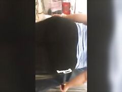 Huge chubby jiggly Latina fatty butt in leggings