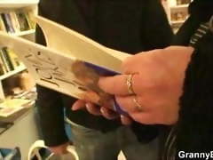 Fat mature bookworm is seduced and fucked by young guy