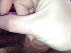 She plays with my uncut cock,rubs her tit on my cock