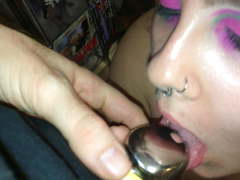 Hotvixenwifey Sucks Cuckold Hubby, Locked Chastity Cage BJ