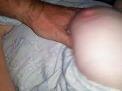 Feeling her sexy soft natural hairy pussy,shake her tit