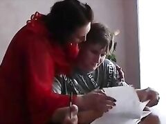 Mature woman  with young boy